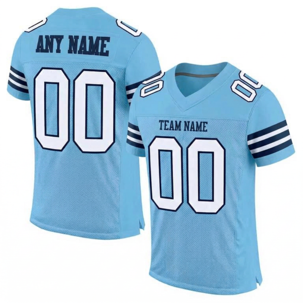 Custom Blue & White/Navy Football Jersey