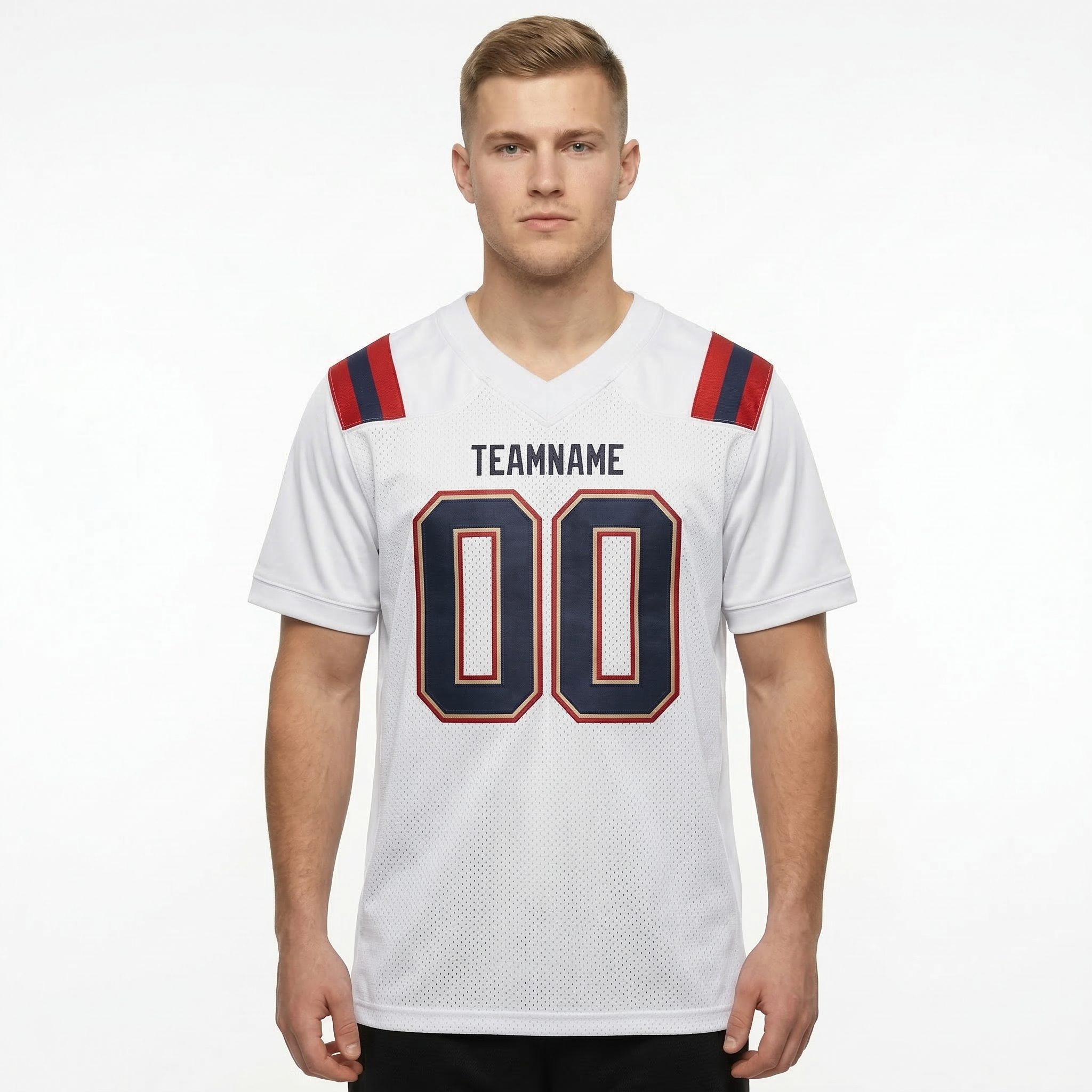 Custom White & Navy/Red Football Jersey
