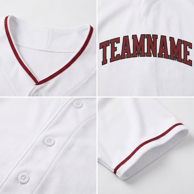 Custom White & Red/Black Classic Fashion Baseball Jersey
