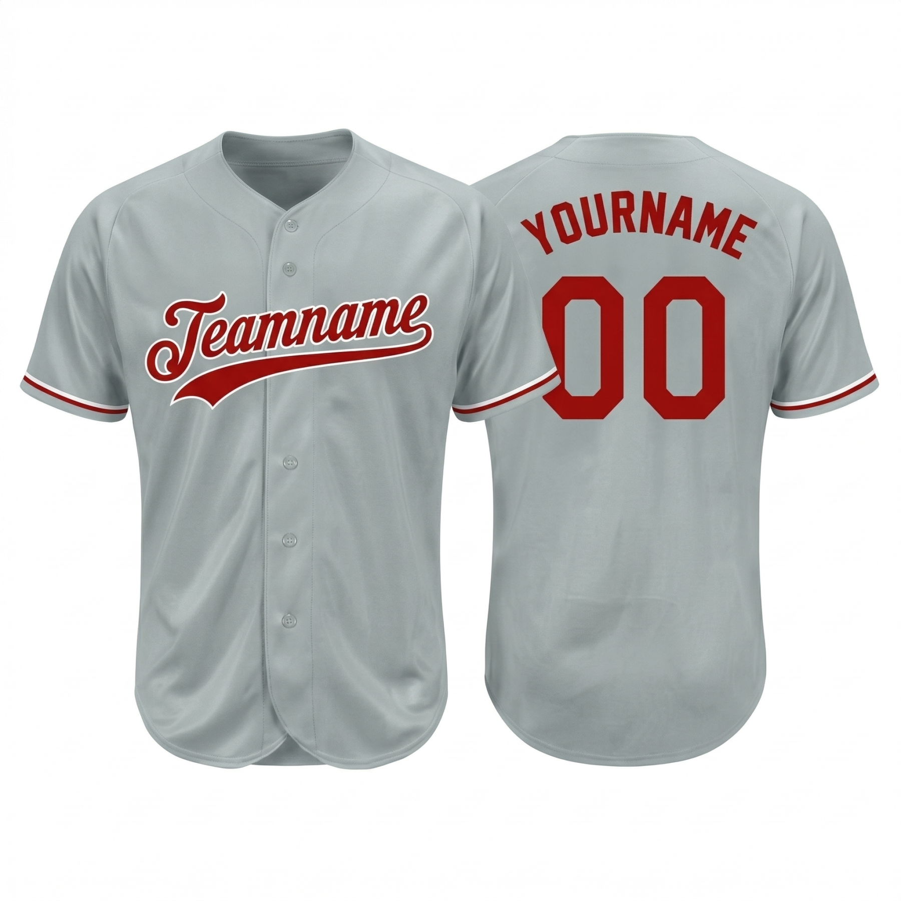 Custom Grey & Red/White Classic Fashion Baseball Jersey
