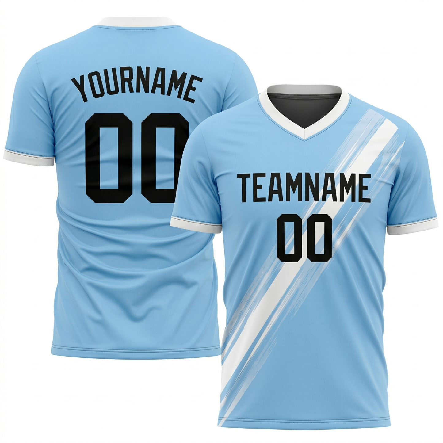 Custom Light Blue & Black/White Custom Soccer Jersey