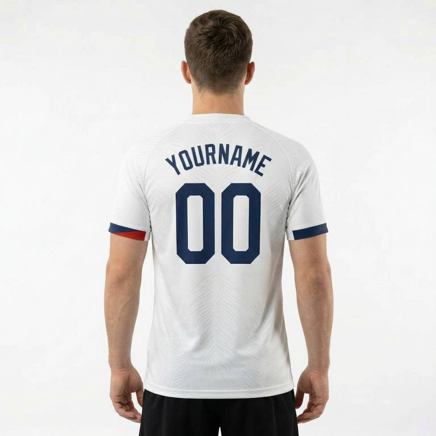 Custom White & Navy/Red Custom Soccer Jersey