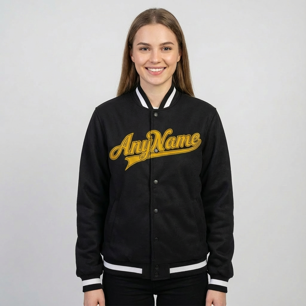Custom Black & White/Yellow Full-Snap Fleece Jacket