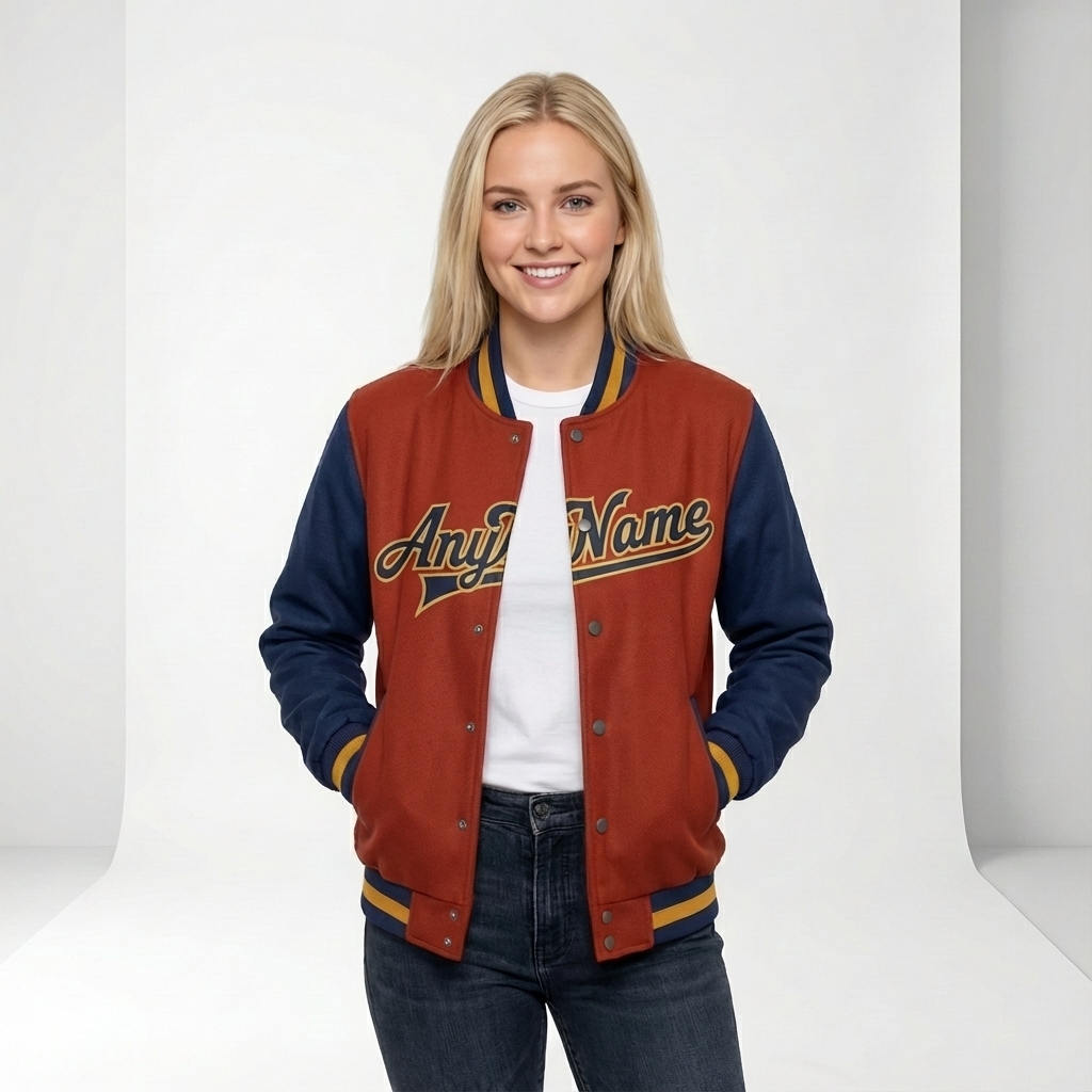 Custom  Burgundy & Navy/White Full-Snap Raglan Sleeves Fleece Jacket
