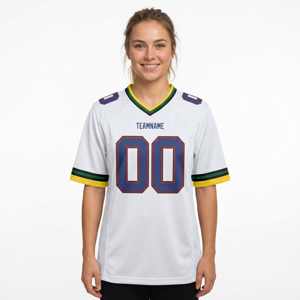 Custom White & Royal/Yellow Football Jersey