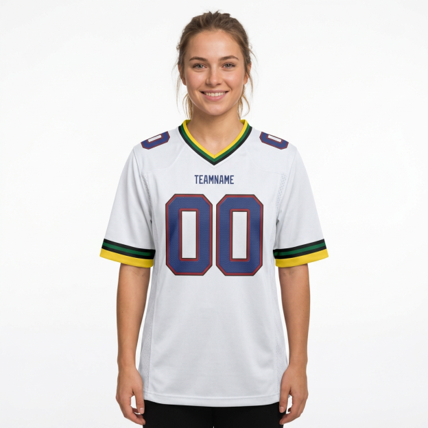 Custom White & Royal/Yellow Football Jersey