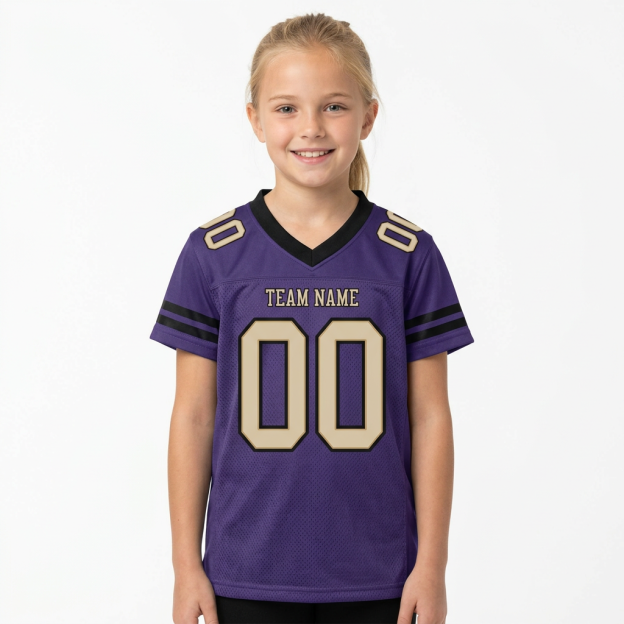 Custom Purple & Cream/Black Football Jersey