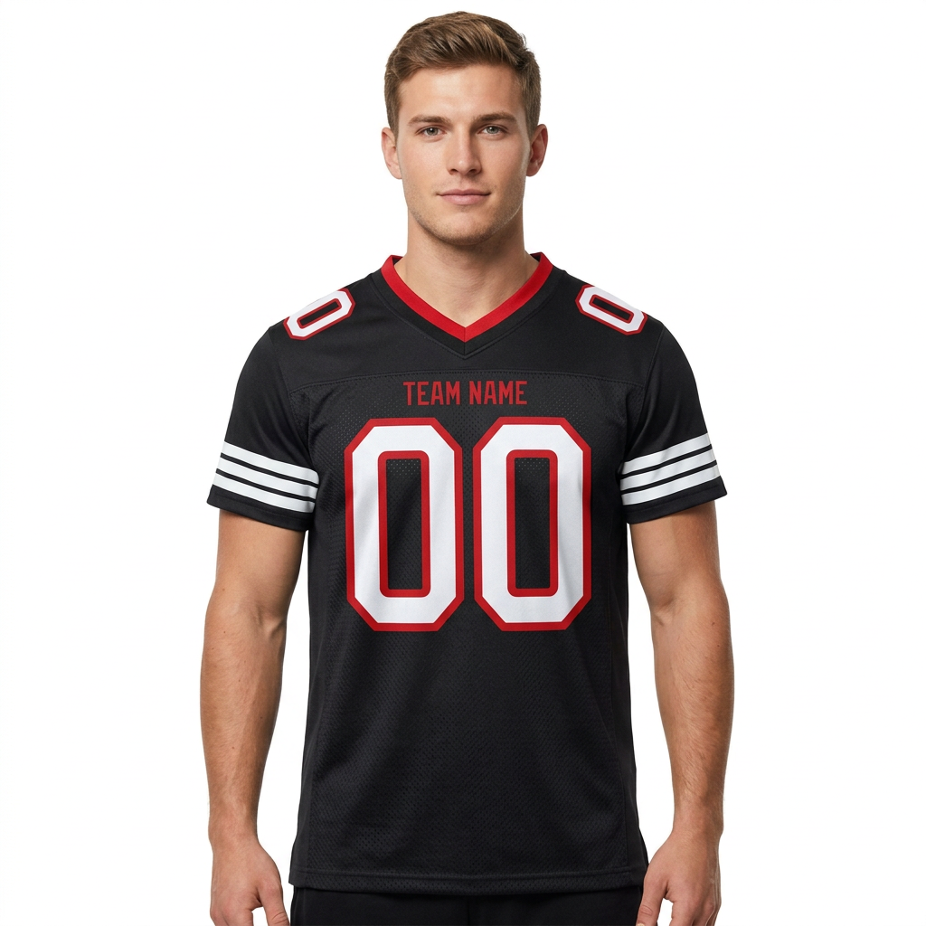 Custom Black & White/Red Football Jersey