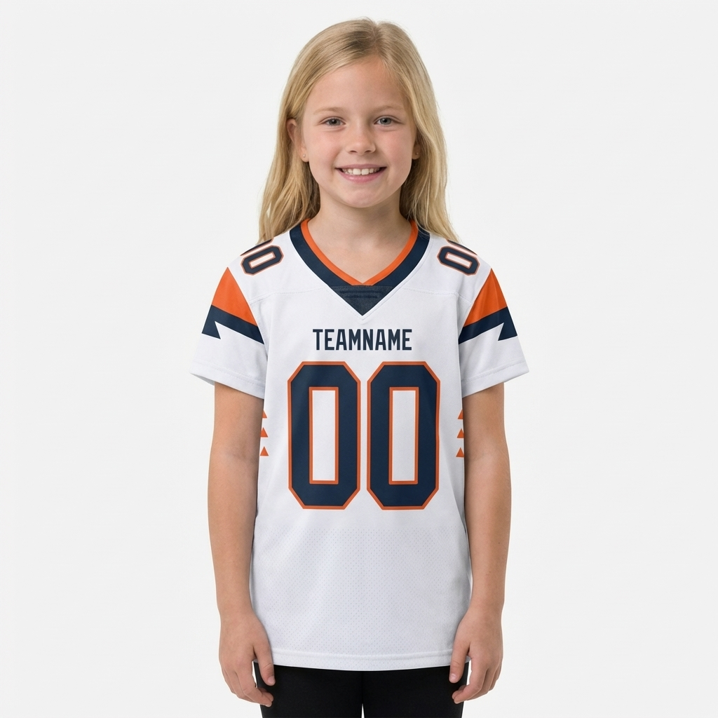 Custom White & Black/Orange Football Jersey