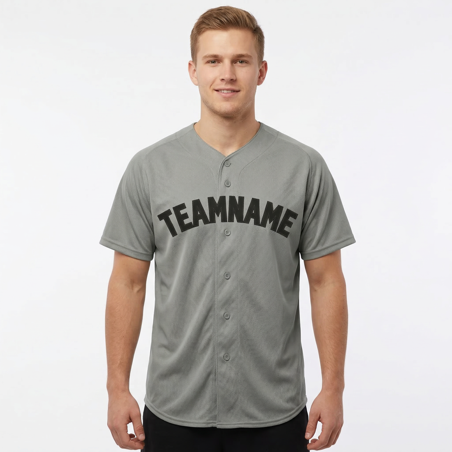 Custom Grey & Navy Blue Classic Fashion Baseball Jersey
