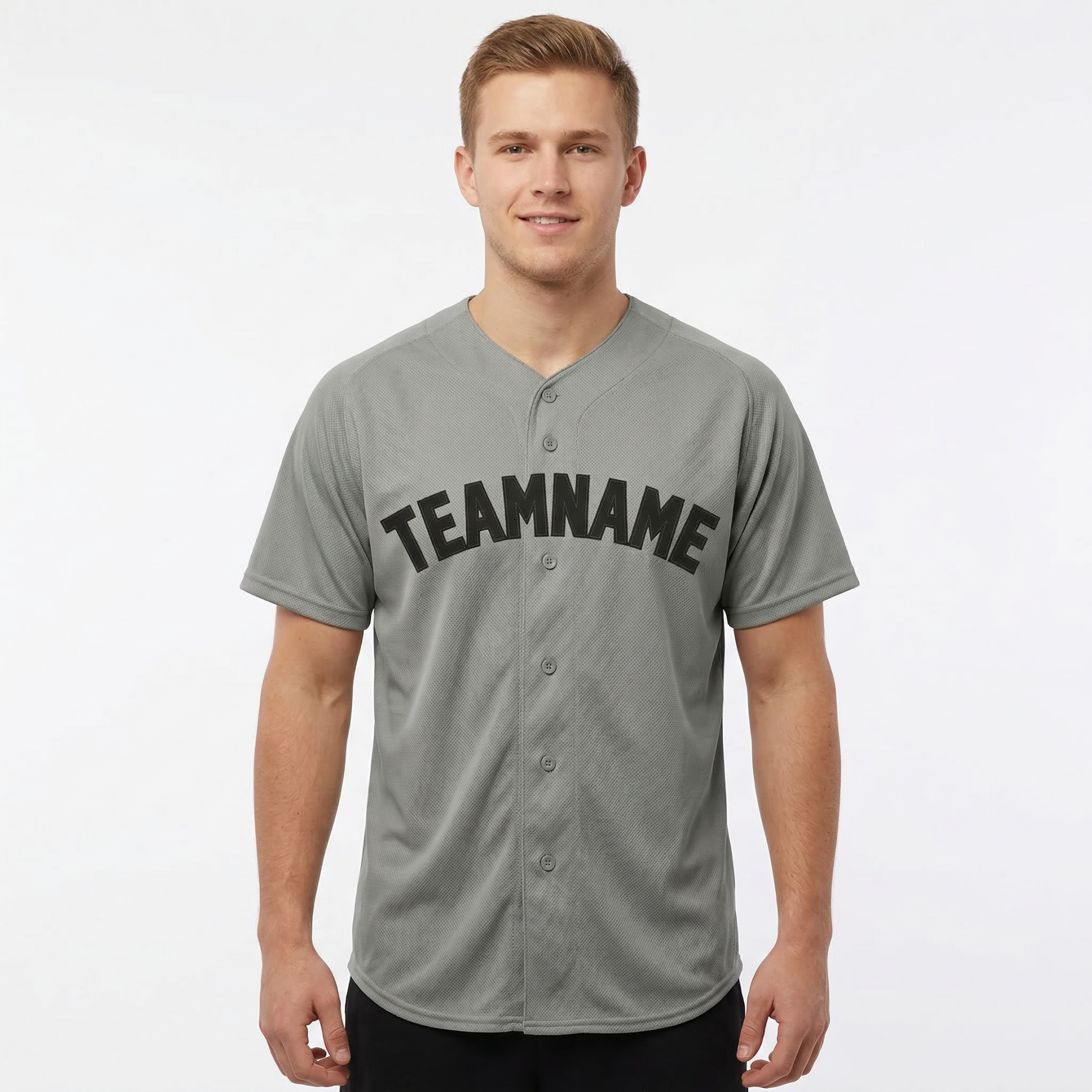 Custom Grey & Navy Blue Classic Fashion Baseball Jersey