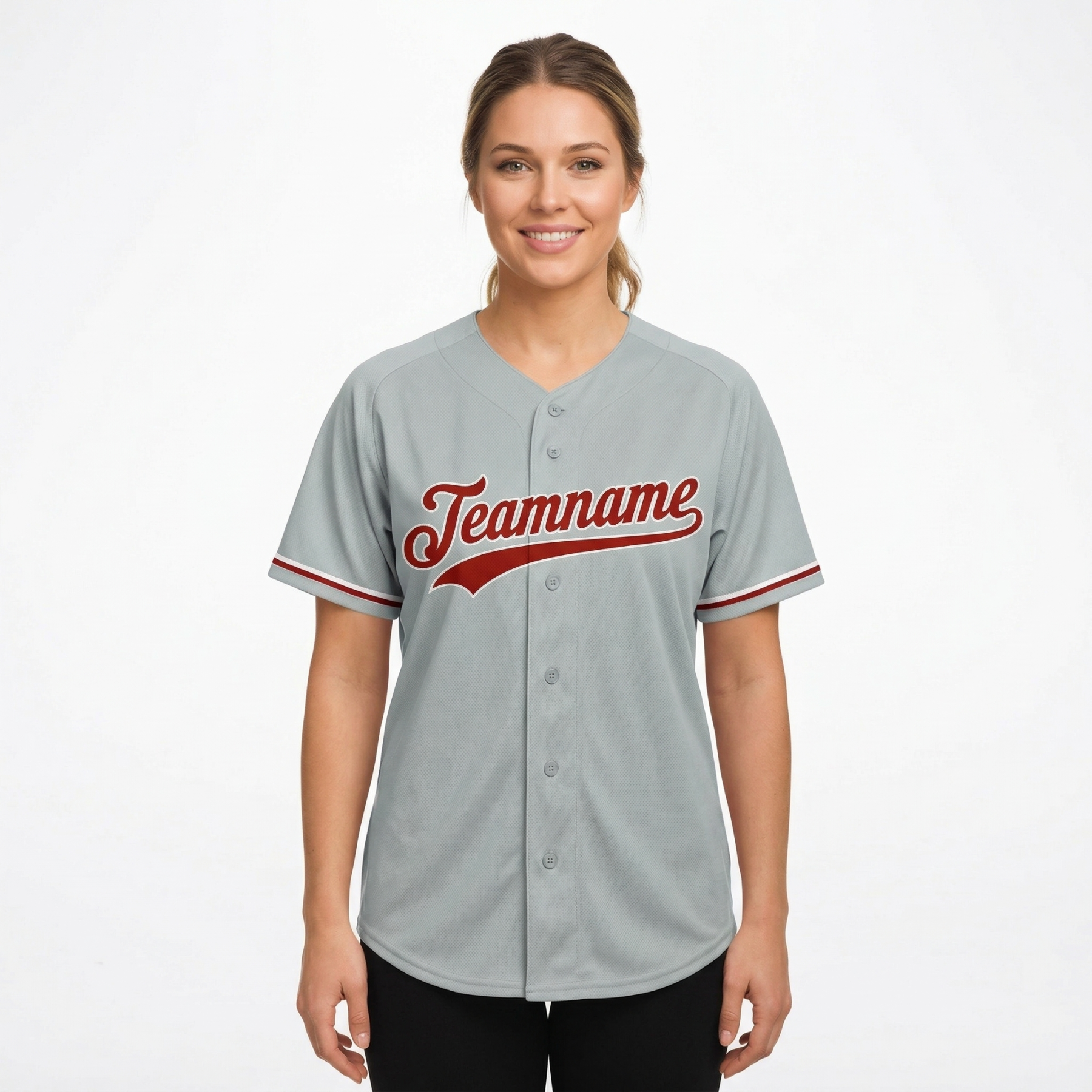 Custom Grey & Red/White Classic Fashion Baseball Jersey
