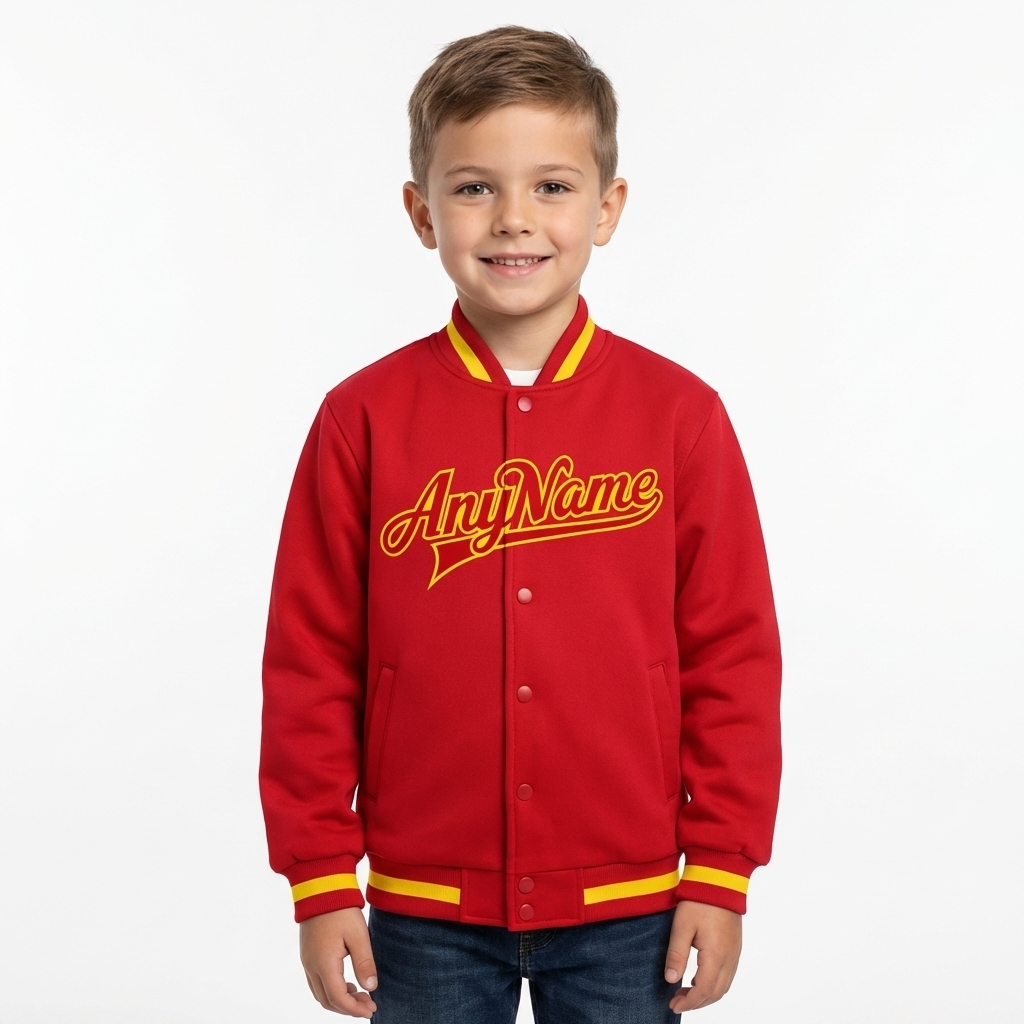 Custom Red & Yellow Full-Snap Fleece Jacket