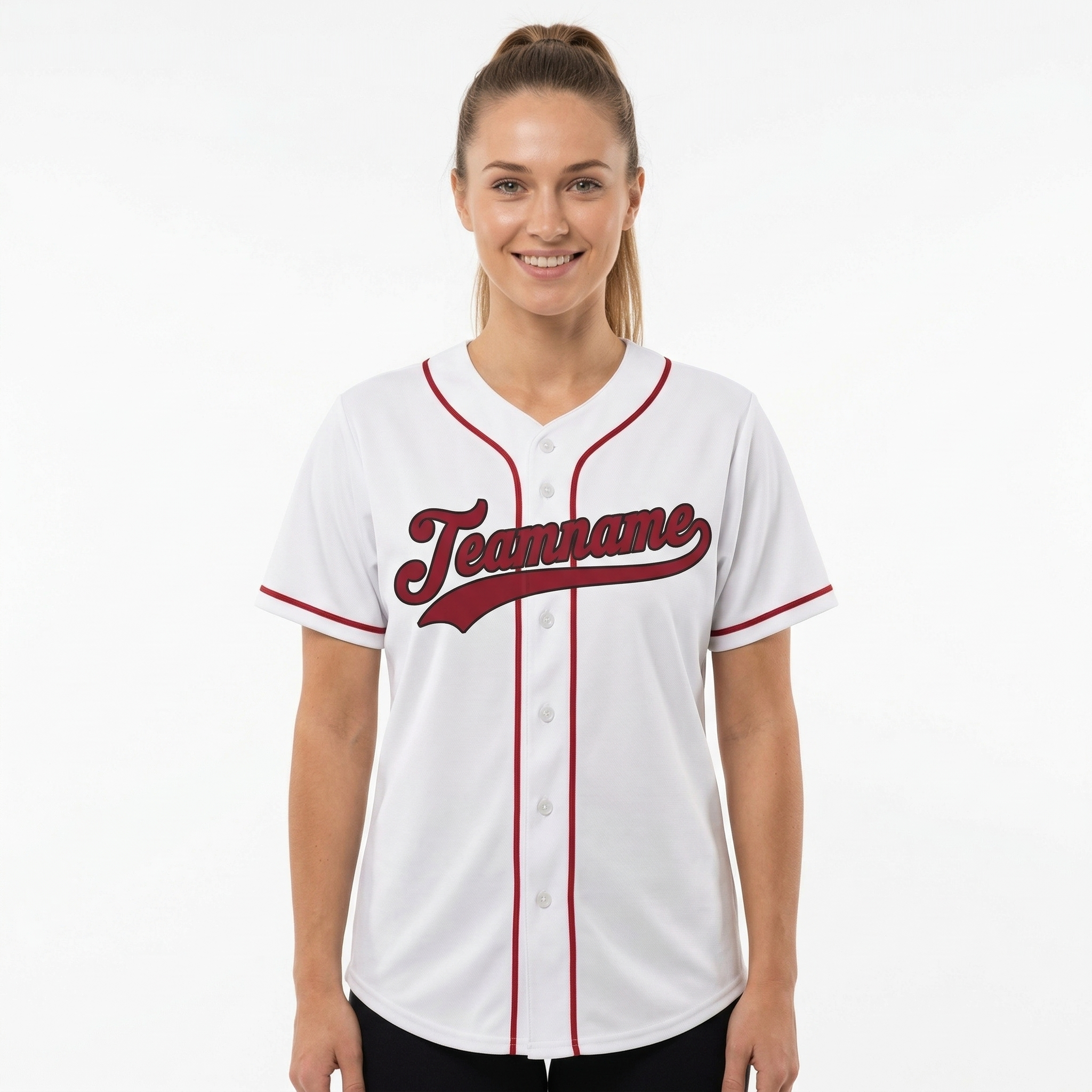 Custom White & Red/Black Classic Fashion Baseball Jersey
