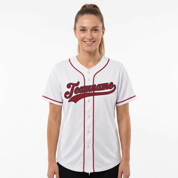 Custom White & Red/Black Classic Fashion Baseball Jersey