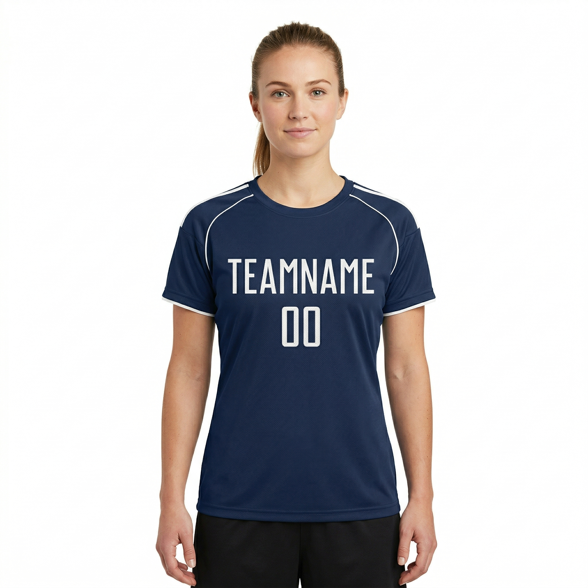 Custom Navy Blue & White Custom Soccer Jersey