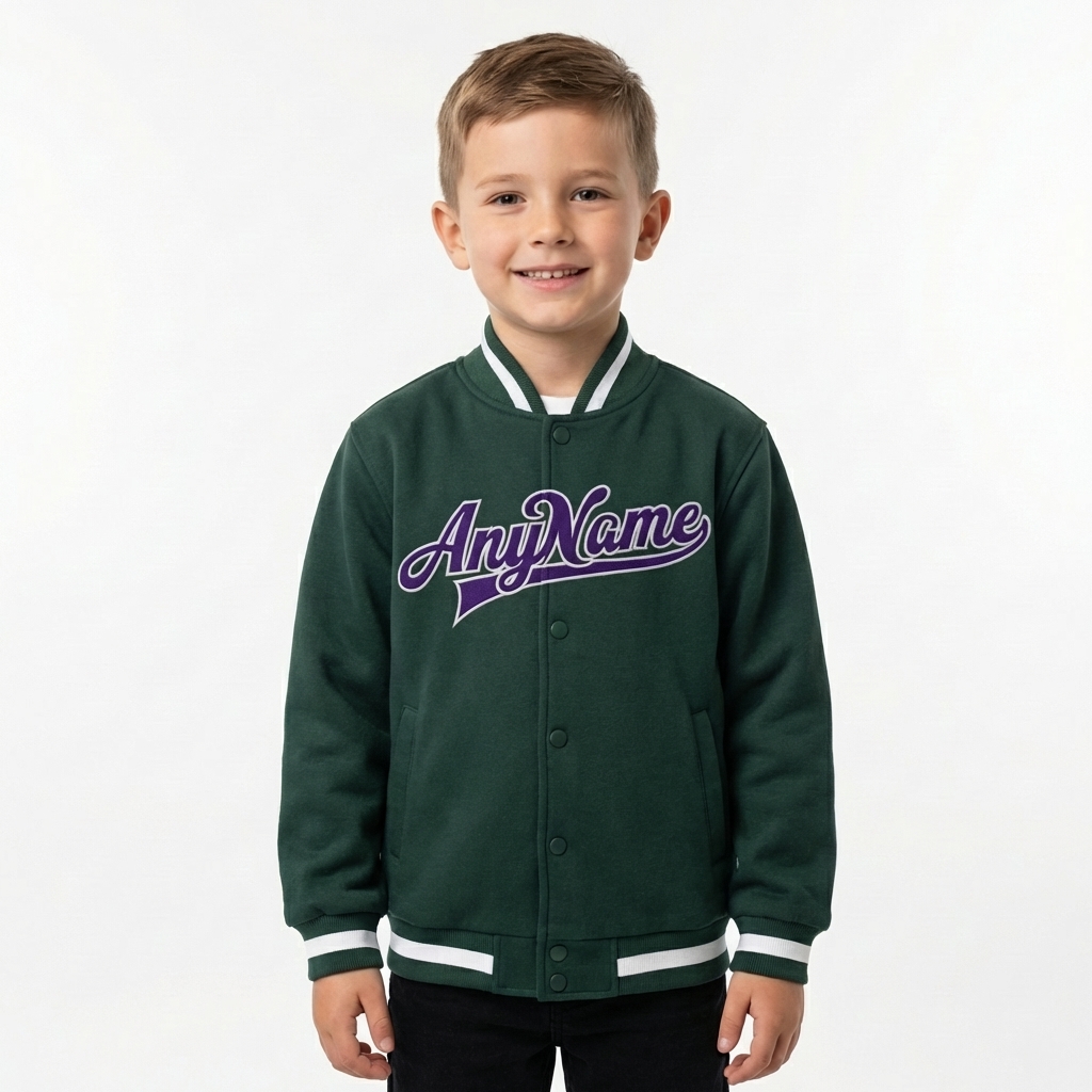 Custom Midnight Green & Royal/Gray Full-Snap Fleece Jacket