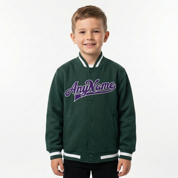 Custom Midnight Green & Royal/Gray Full-Snap Fleece Jacket