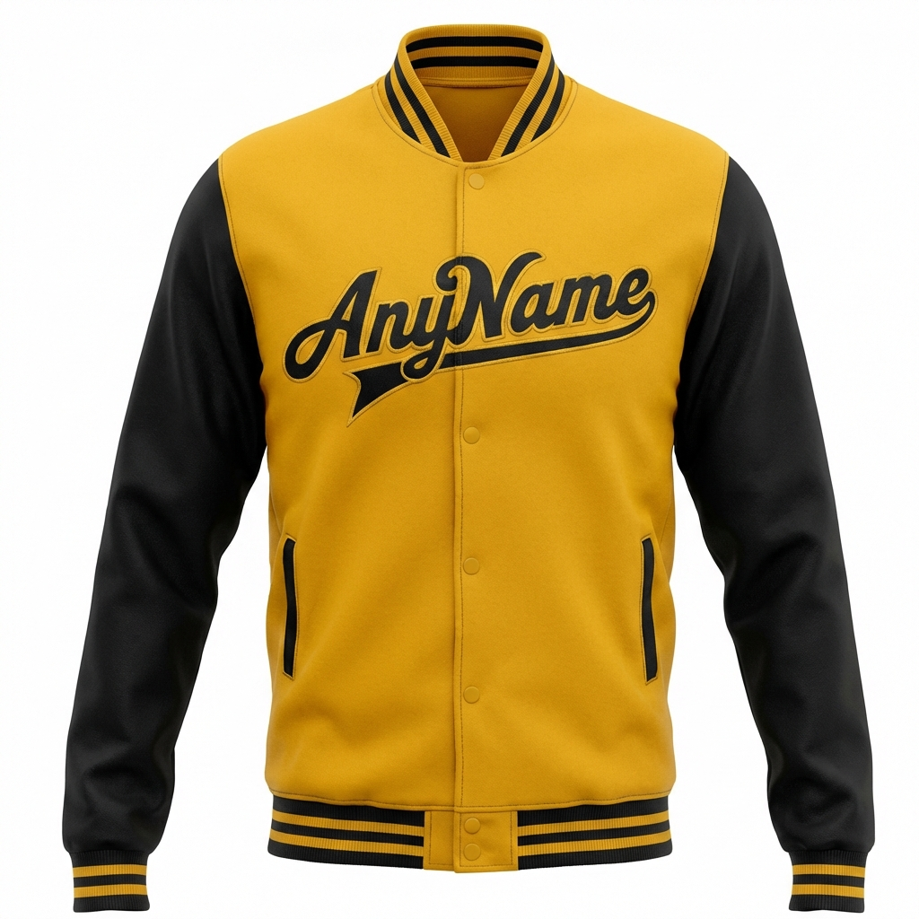 Custom Yellow & Black Raglan Sleeves Full-Snap Fleece Jacket