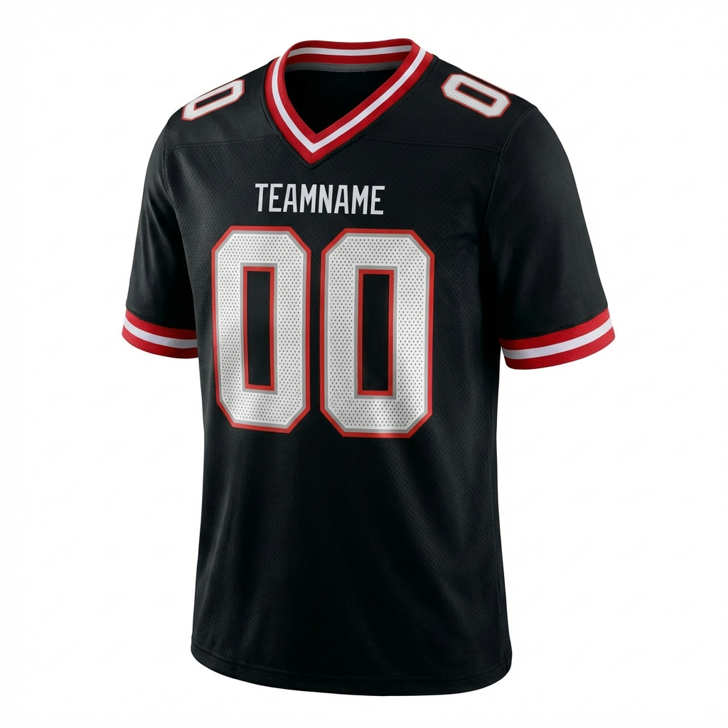 Custom Black & White/Grey-Red Football Jersey