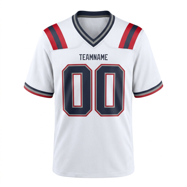 Custom White & Navy/Grey-Red Football Jersey