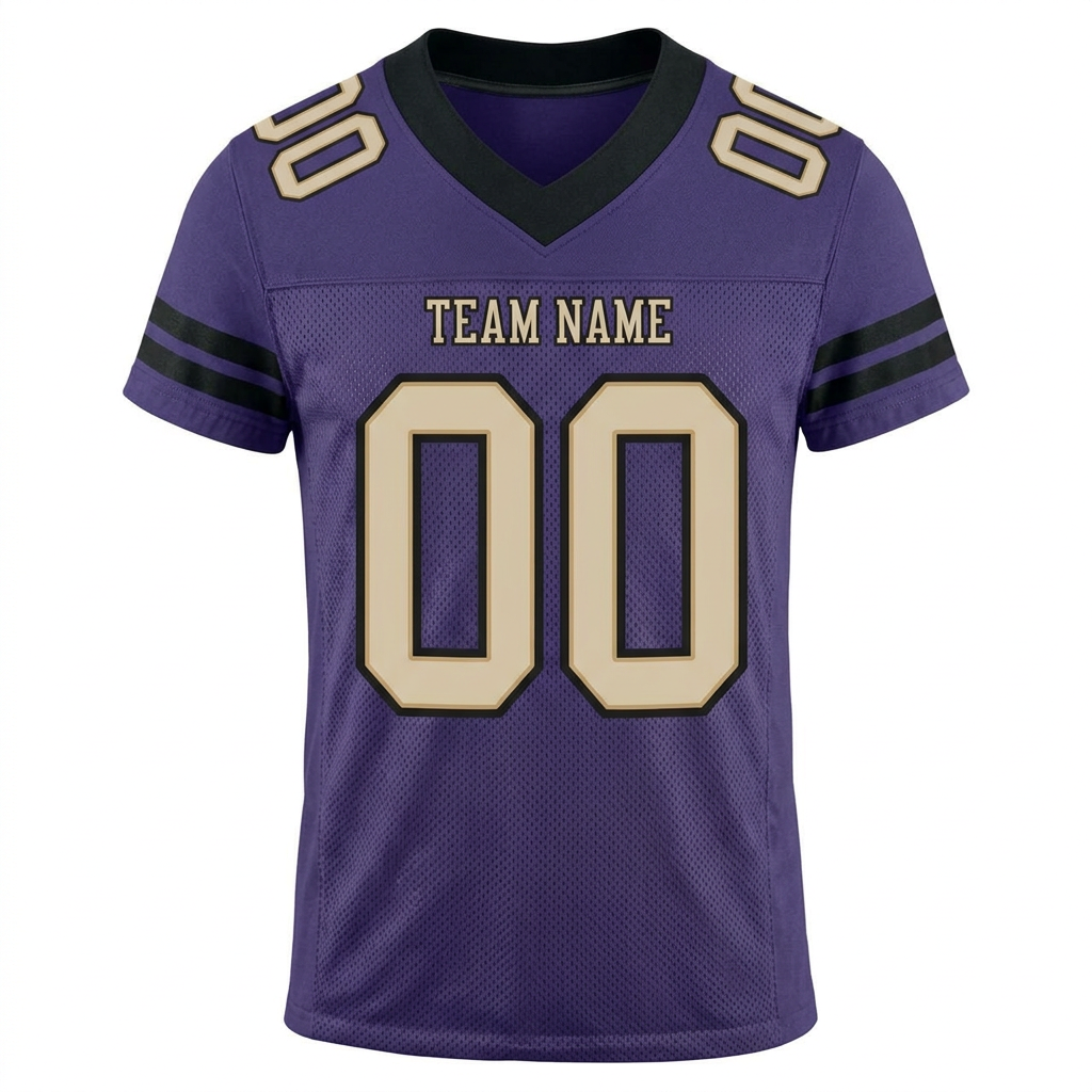 Custom Purple & Cream/Black Football Jersey