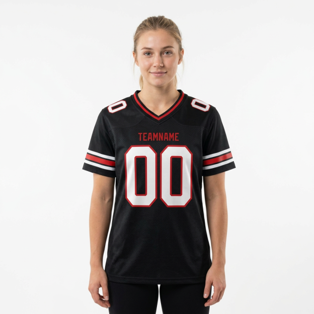 Custom Black & White/Red Football Jersey