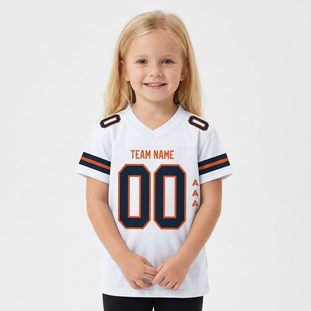 Custom White & Black/Orange Football Jersey