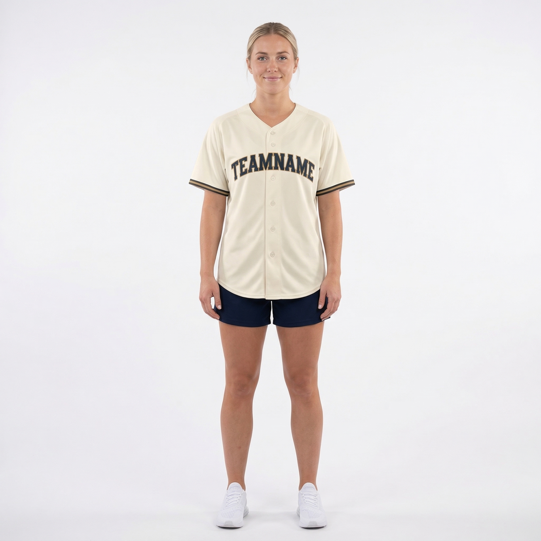 Custom Cream & Navy/Yellow Classic Fashion Baseball Jersey