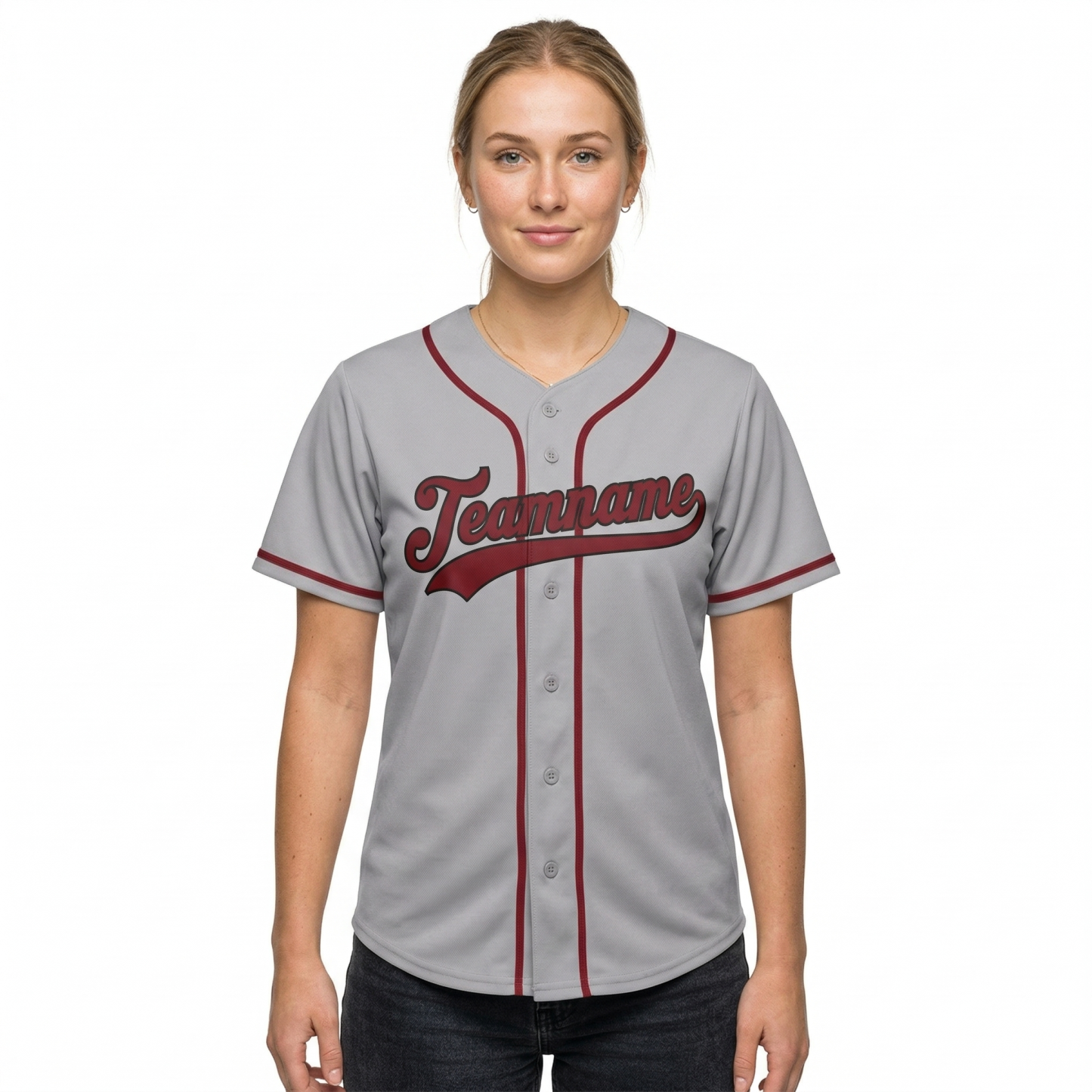 Custom Grey & Red/Black Classic Fashion Baseball Jersey