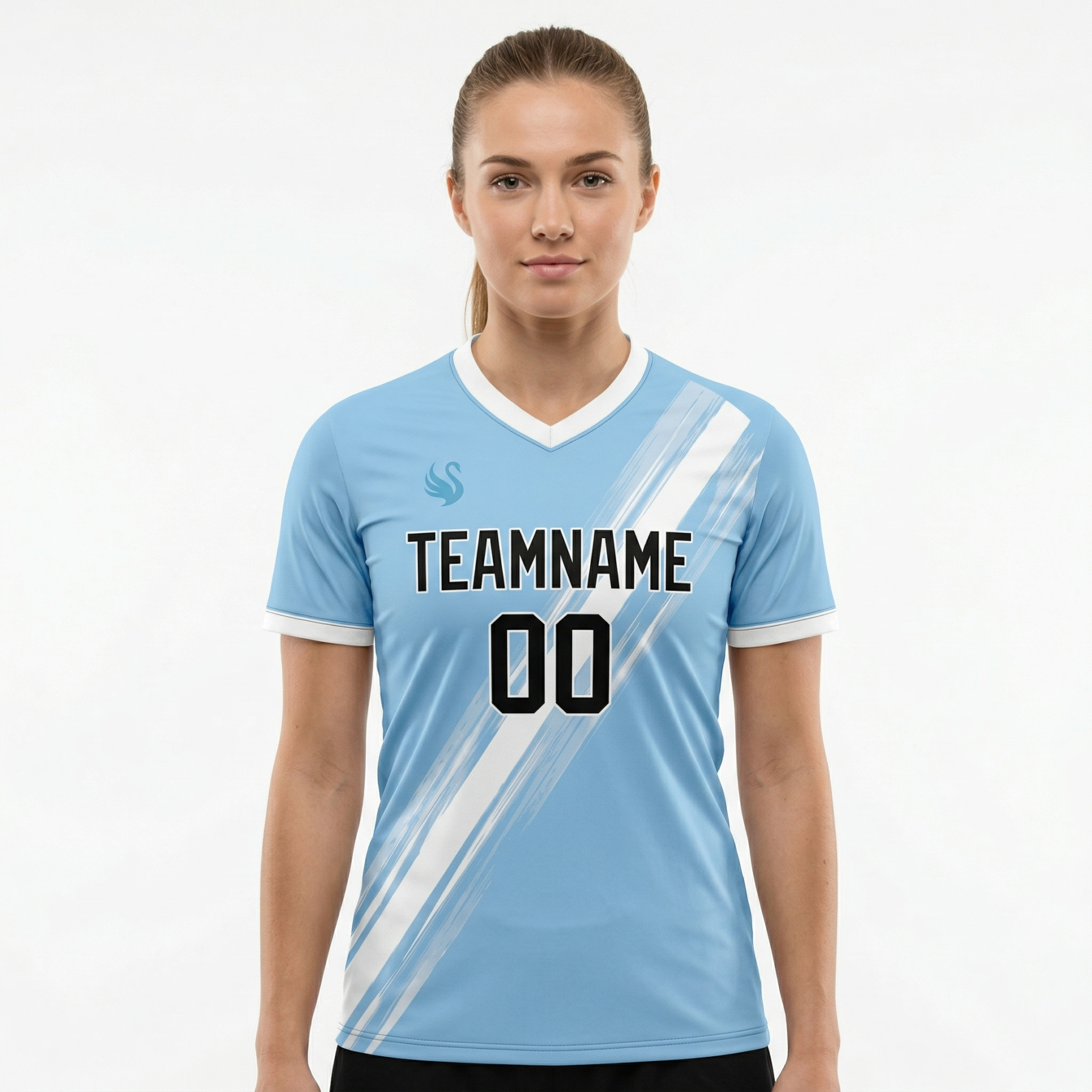 Custom Light Blue & Black/White Custom Soccer Jersey