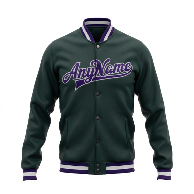 Custom Midnight Green & Royal/Gray Full-Snap Fleece Jacket