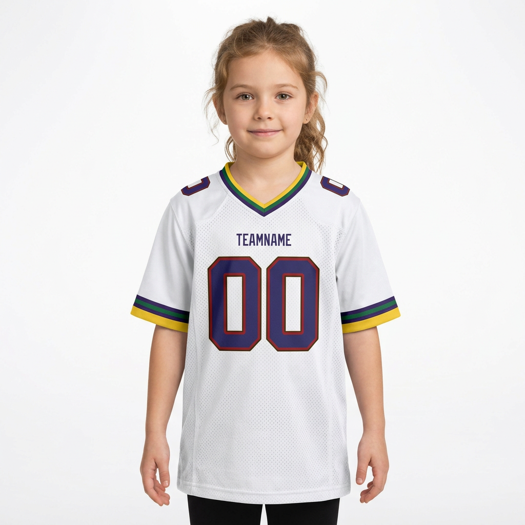Custom White & Royal/Yellow Football Jersey