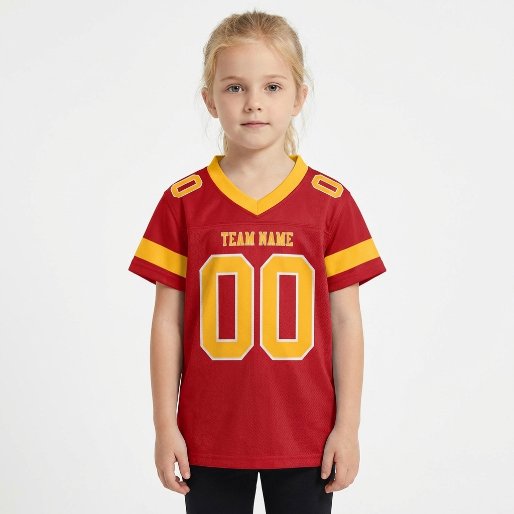 Custom Red & Gold/White Football Jersey