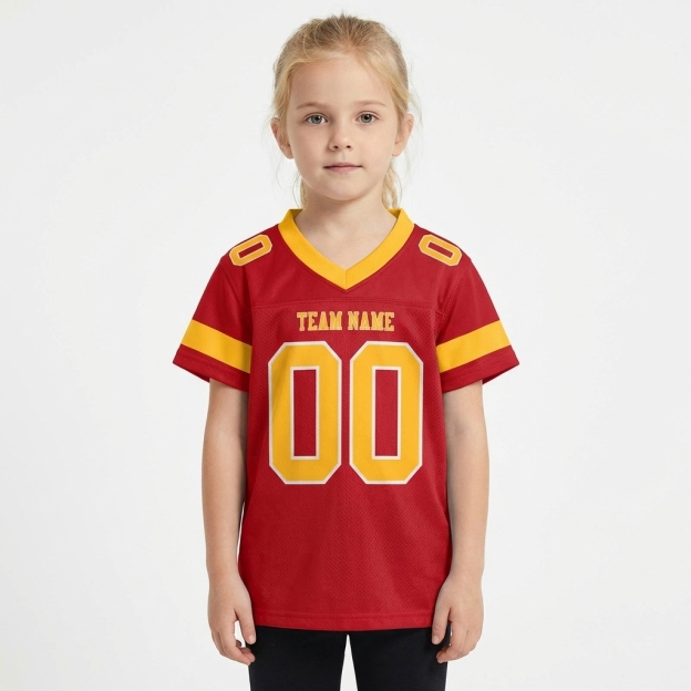 Custom Red & Gold/White Football Jersey