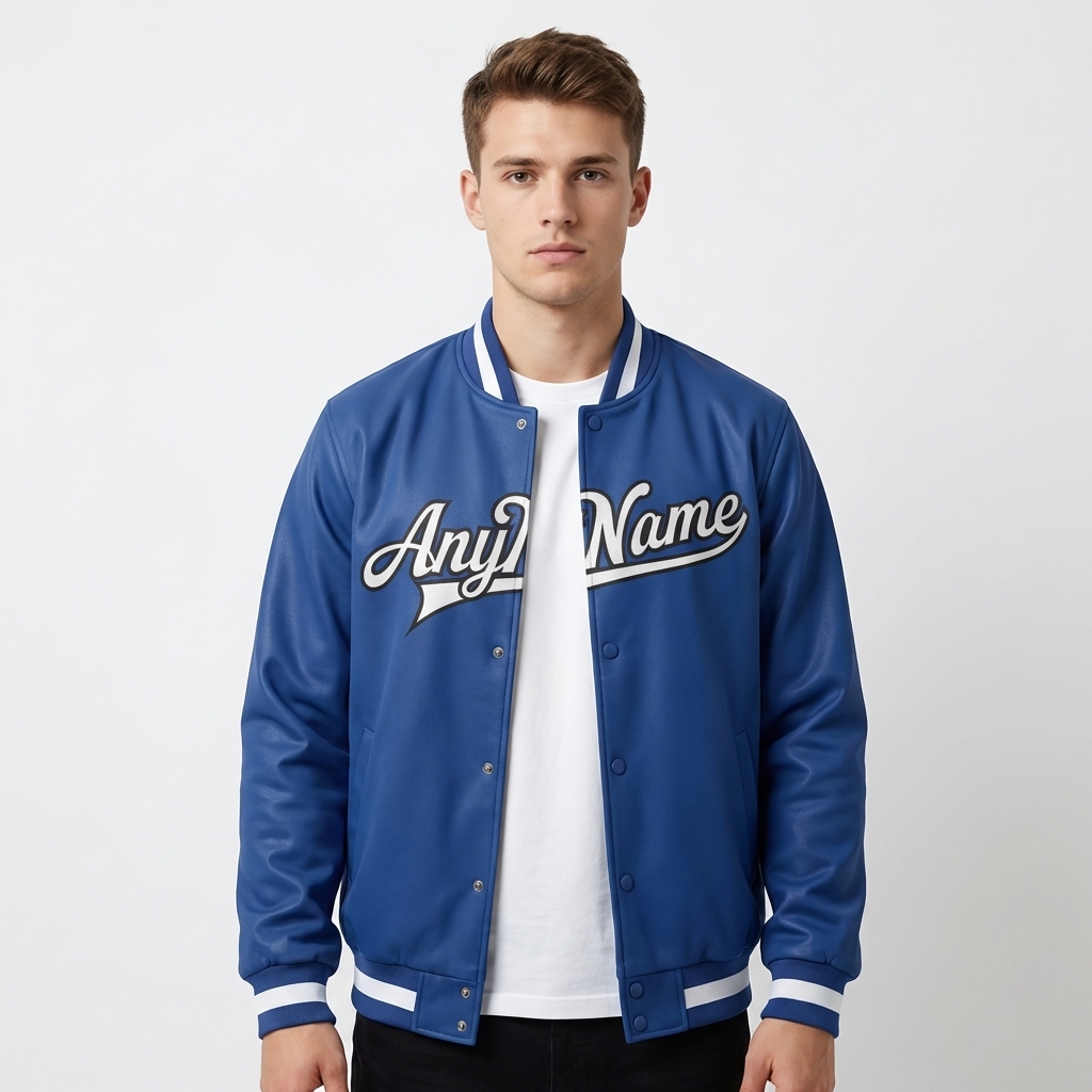 Custom Royal Blue & White/Black Full-Snap Fleece Jacket