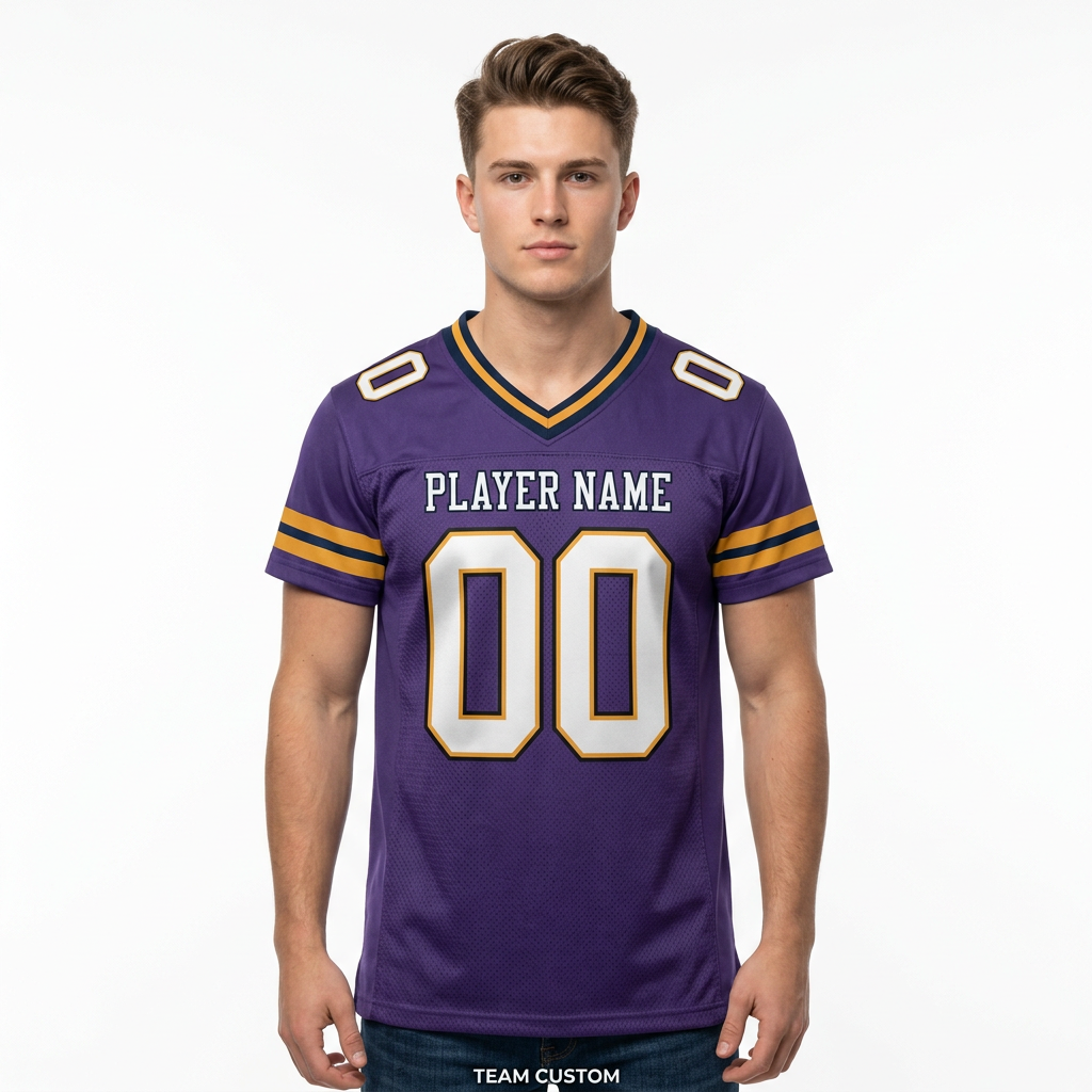 Custom Purple & White/Yellow Football Jersey