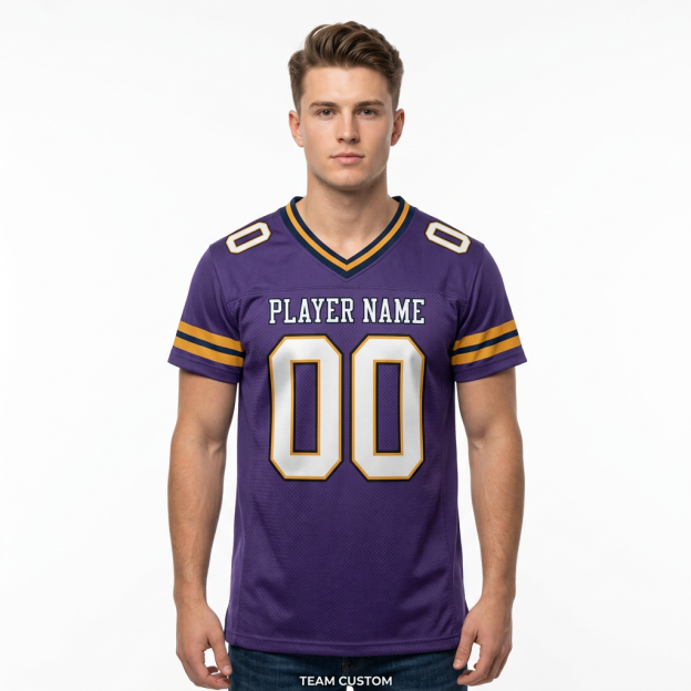 Custom Purple & White/Yellow Football Jersey