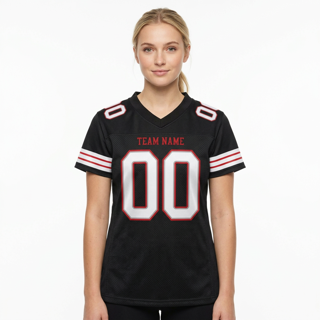 Custom Black & White/Red Football Jersey