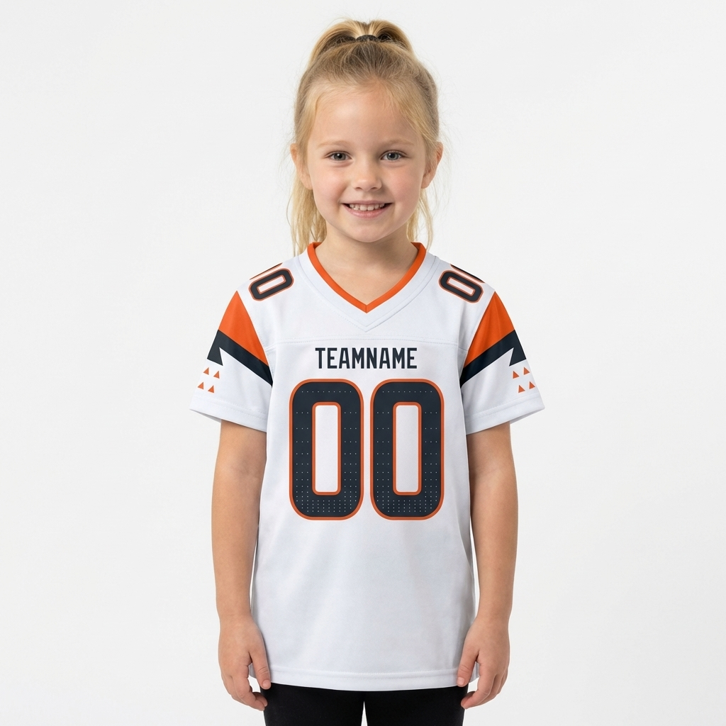Custom White & Black/Orange Football Jersey