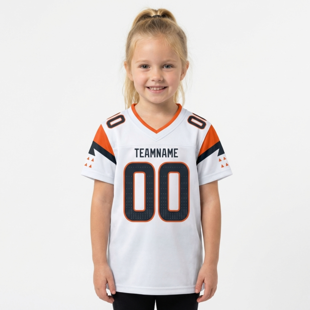 Custom White & Black/Orange Football Jersey
