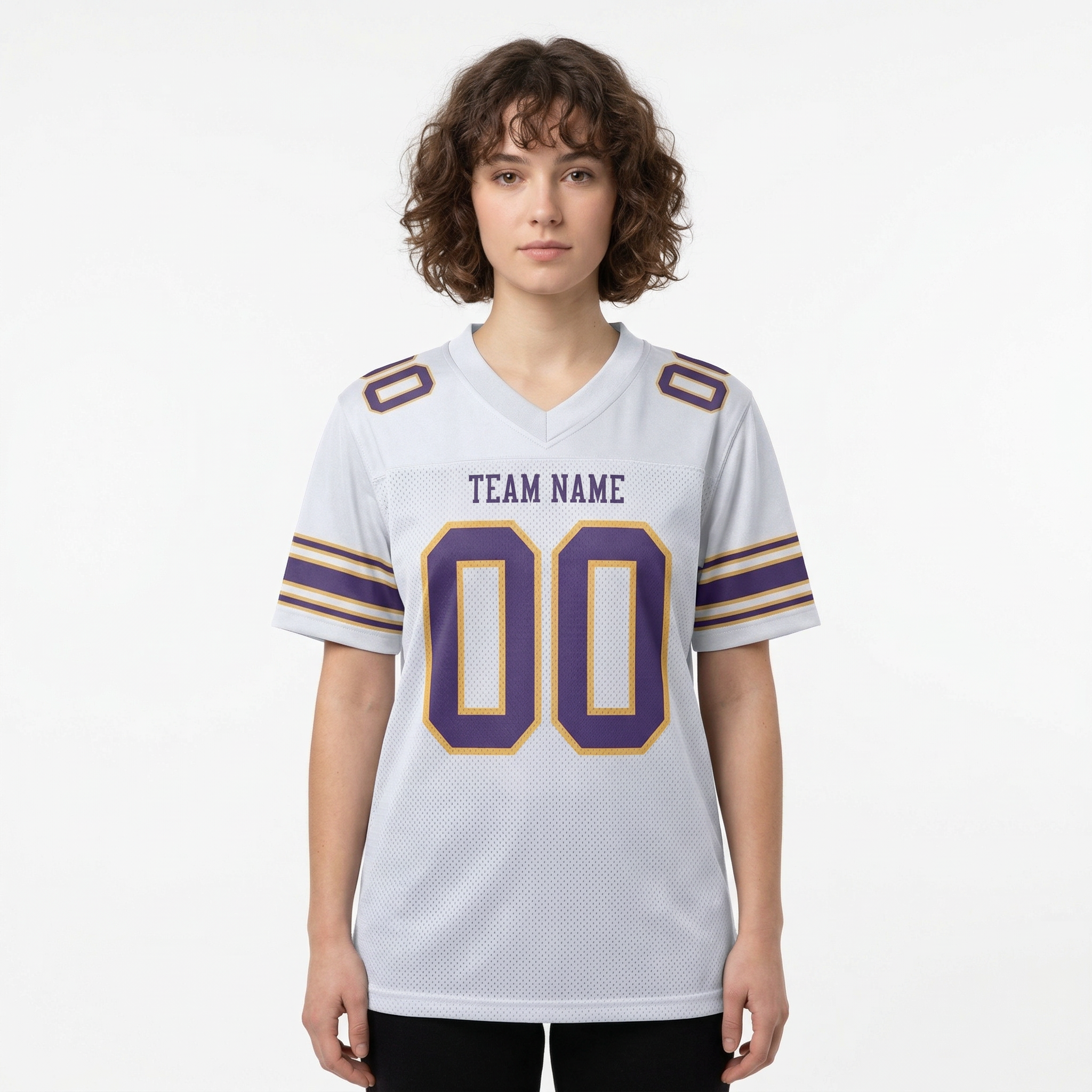 Custom White & Purple/Gold Football Jersey