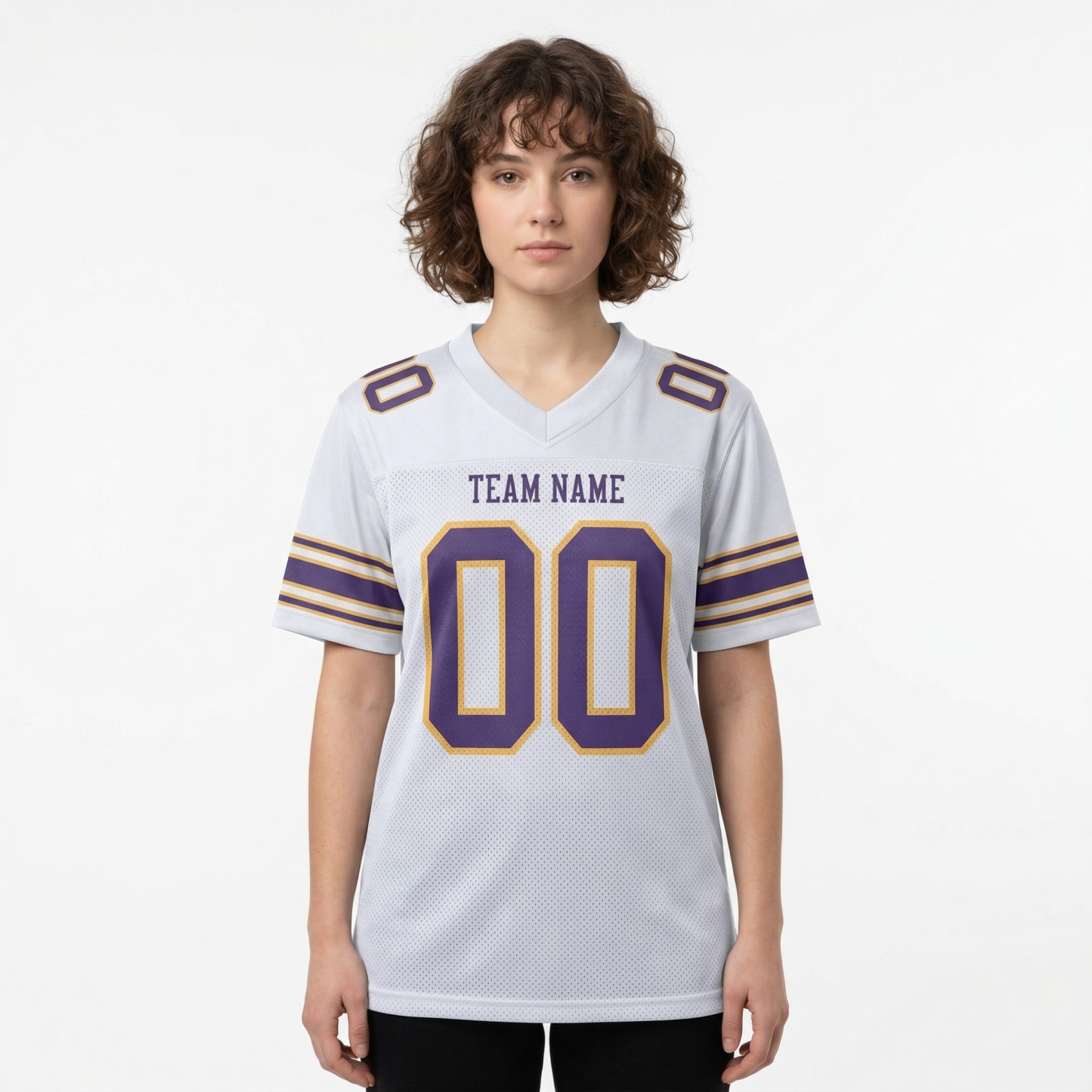 Custom White & Purple/Gold Football Jersey