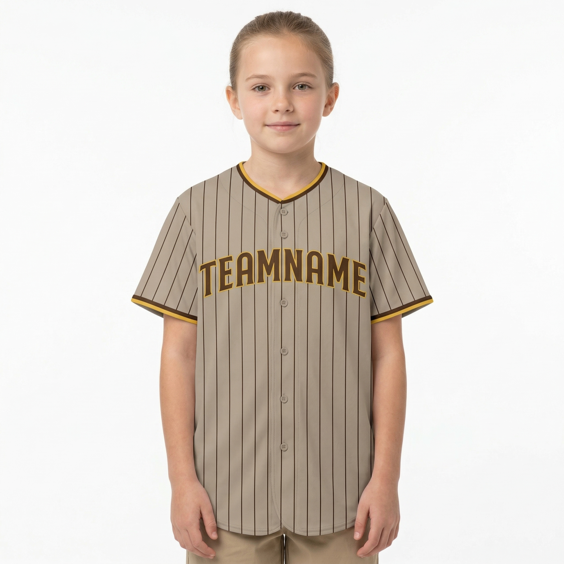Custom Light Grey & Brown/Yellow Pinstripes Classic Fashion Baseball Jersey