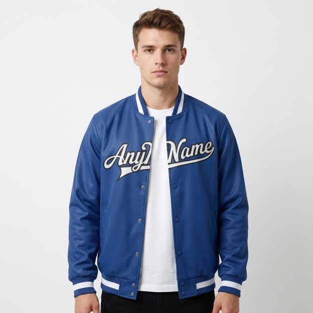 Custom Royal Blue & White/Black Full-Snap Fleece Jacket