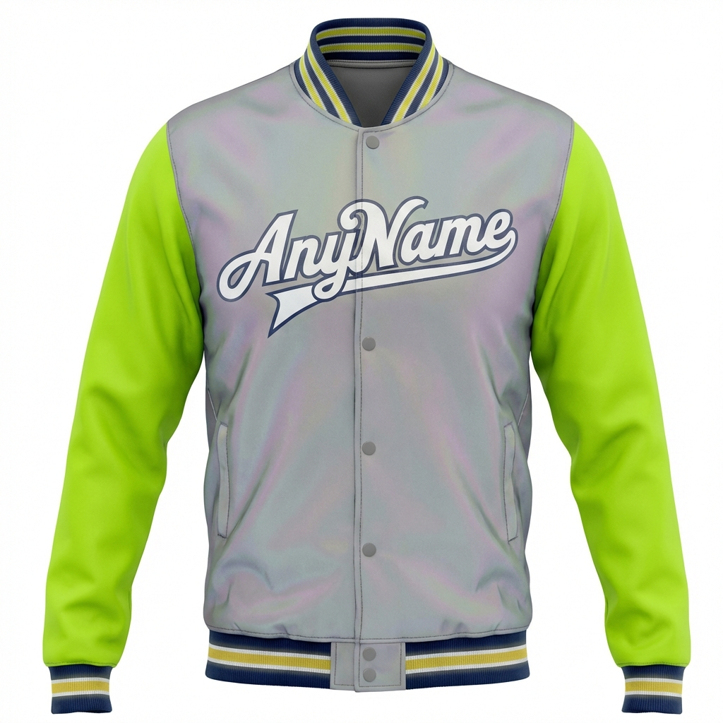 Custom Grey & White/Green Raglan Sleeves Full-Snap Fleece Jacket