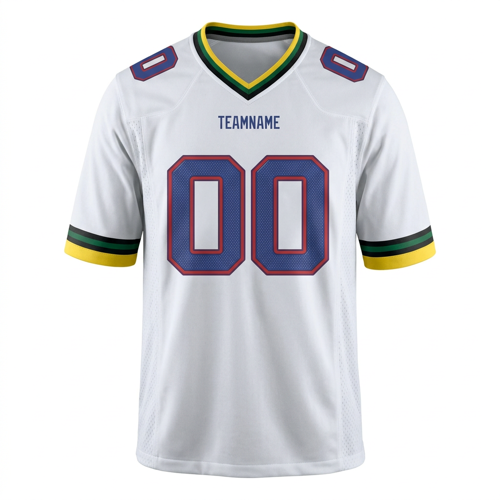 Custom White & Royal/Yellow Football Jersey