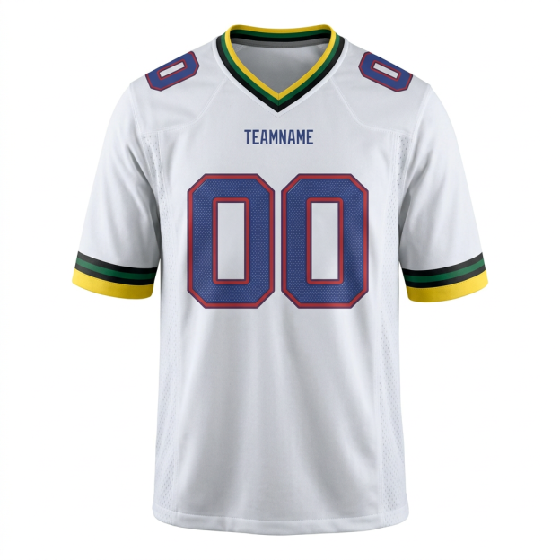 Custom White & Royal/Yellow Football Jersey