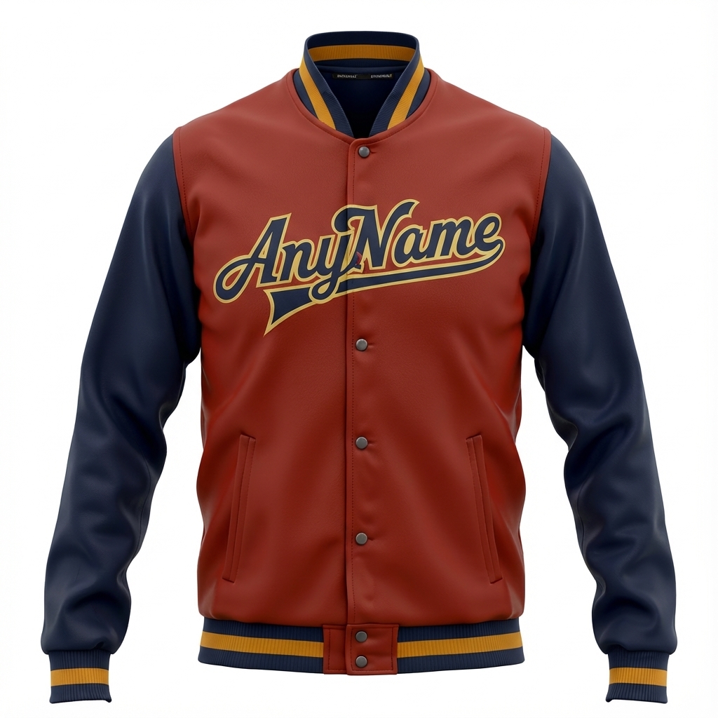 Custom  Burgundy & Navy/White Full-Snap Raglan Sleeves Fleece Jacket