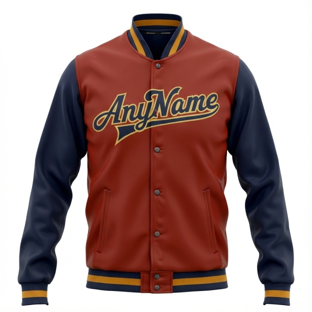 Custom  Burgundy & Navy/White Full-Snap Raglan Sleeves Fleece Jacket